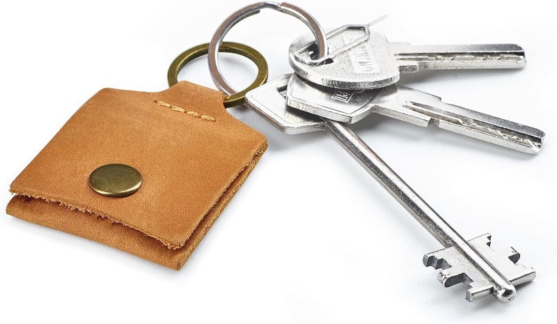 MAKYN Store حامل حلقة مفاتيح جلدية، علبة سفر لخاتم الزفاف، حامل خاتم خطوبة، حقيبة خاتم، حامل حلقة للتمارين الرياضية والصالة الرياضية، حامل خاتم جلد ناعم صغير (بني عتيق) - Image 4